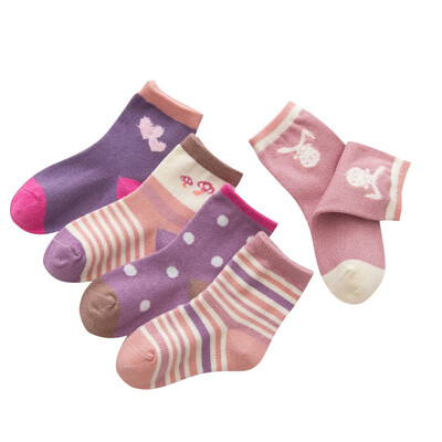 

5 PairSet Autumn Baby Socks Cotton Girl Boy Kids Warm Socks Cute Striped Print Soft Socks Cotton Leg Warmers