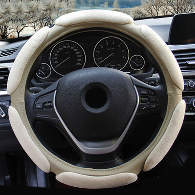 

38CM Car Anti-Skid Flocking Cloth Black Steering Wheel Covers Protector Braiding