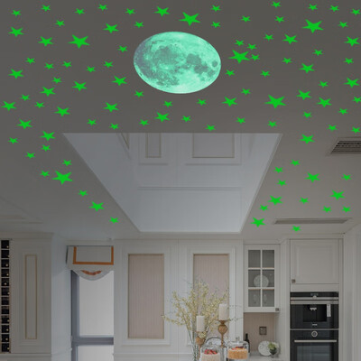 

Luminous Stickers Glow In The Dark Star And Moon Self-Adhesive Wall Decals For Bedroom Living Room Nursery Kids Room