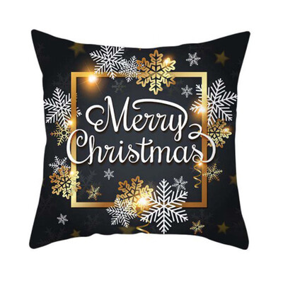 

2020 Xmas Pillow Case Christmas Snowflake Elk Printed Sofa Cushion Cover 18X18&quot