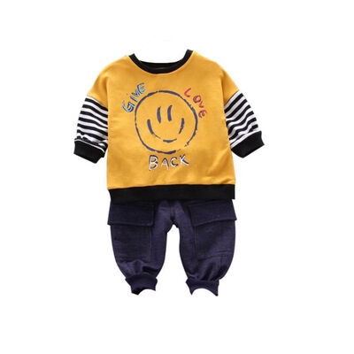 

Spring Autumn Casual Baby Boy Cartoon Printing Long Sleeve Top And Trousers Kids Two-piece Outfit Sets