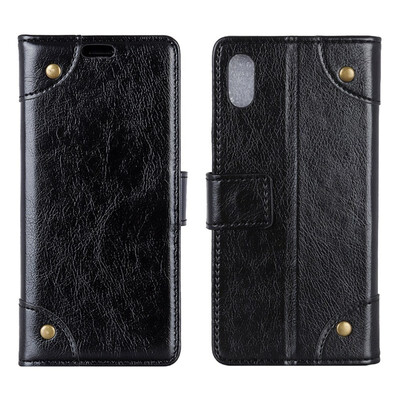 

MOONCASE Sharp Aquos Sense Shv40 copper buckle nappa leather case - black