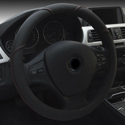 

38cm Black Microfiber Leather Car Auto Steering Wheel Cover Anti-Slip Protectors