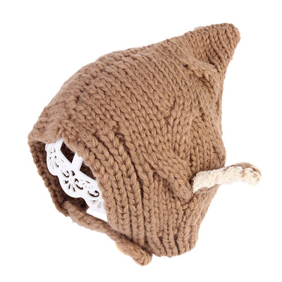 

Winter Newborn Hats Cute Warm Kids Girls Baby Solid Print Hats Knitted Wool Hemming Caps