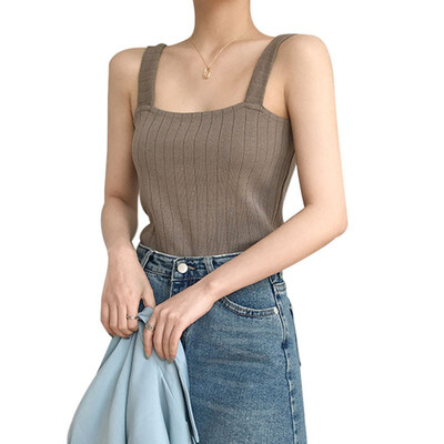 

Sexy Knitted Top Summer Tank top Women camisole Sleeveless Slim Top Female Vest Casual Camis
