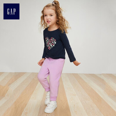 

GAP flagship store baby girl plus cashmere casual pants 307655 baby children fleece pants purple 80cm 12-18 months