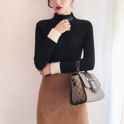 

Half-high collar sweater bottoming knit slim slimming long-sleeved womens sweater ladies slim knit cotton top