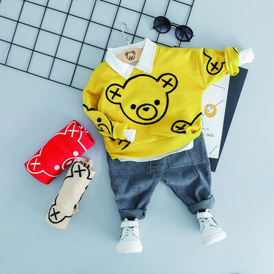

Baby Girl Clothes Children Baby Boys Bear Print Pattern Casual Fashion Cotton Long Sleeve Pants Set 0-3Y Newborn Baby Clothes