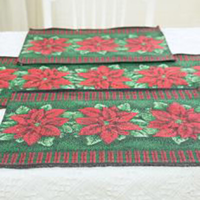 

Christmas Table Runner Placemat Set Elegant Table Decoration Party Dining Tablecloth