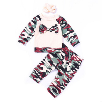 

Toddler Girl Striped Camouflage Hoodies Pullover TopsLong Pants Outfits Kids Child Girl Long Sleeve Home Pajamas Tracksuit Q1