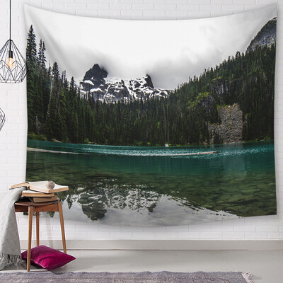 

Toponeto Misty Forest with Mountains Tapestry Fog 3D Vision Nature Tree Tapestry