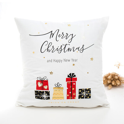 

Tailored Merry Christmas Gold Foil Printing Pillow Case Sofa Waist Throw Cushion Cover