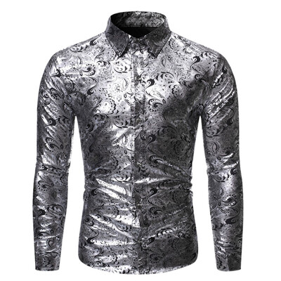 

Tailored Mens New Style Fashion stamped Long Sleeve Shirt Printed Long-Sleeved Blouse