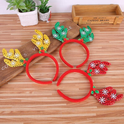 

Christmas Deer Antlers Headband Hair Band With Bells Party Prop