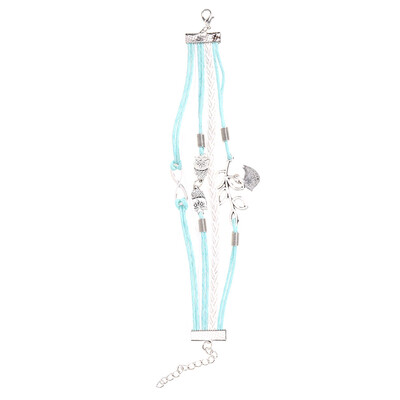 

Lovebirds 8-character Heart Romantic Code Leather Bracelet Infinite Proverb Double Multi-layer Rope Chain