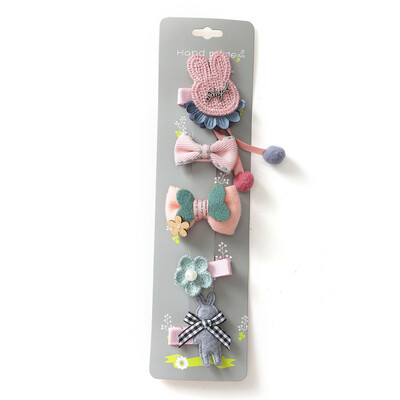 

5pcsSet Childrens Hair Accessories New Children Cute Hairpin Set Cartoon Cloth Baby Clips Hairpin Girls Hairwear
