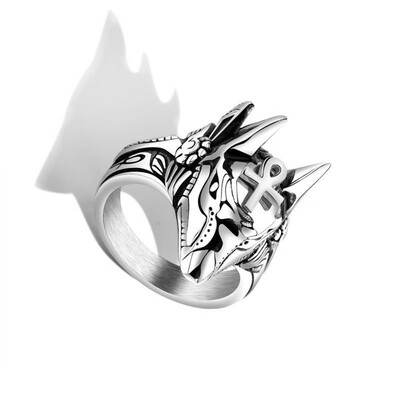 

Fashion Men Personalized Titanium Steel Ancient Egypt Egyptian Mythology Death God Anubis Head Amulet Ring Punk Jewelry