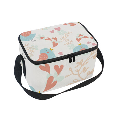 

ALAZA Insulated Lunch Box Love Birds Lunch Bag for Men Women Portable Tote Bag Cooler Bag