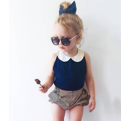 

Girls Toddler Kids Baby Clothes Sets Summer Beach Outfits Clothes T-shirt Tops Shorts Striped 2PCS Set Girl Clothing 2pcs