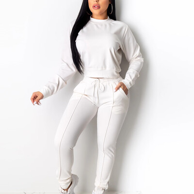 

Tailored Women Long Sleeve Split 2 Piece Set Casual Long Pants Casual Outfit Sportswear