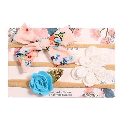 

New Cute Children Girl Floral Pattern Bowknot Design Elastic Hair Accessory Band Rope Ponytail Holder Headbands