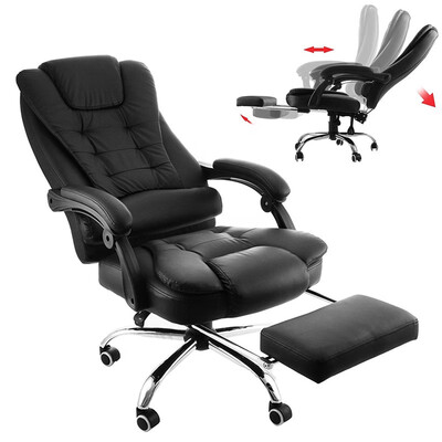 

VEVOR Executive Office Chair with Footrest PU Leather High-Back Reclining Office Chair Adjustable Reclining Computer Chair