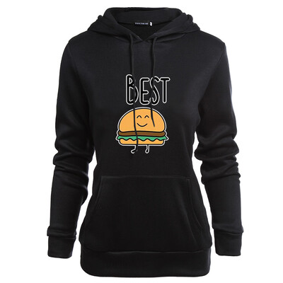 

New Women Bff Hoodie Cute French Fries And Hamburgers Printing Best Friends Sweatshirt Gifts For Friends