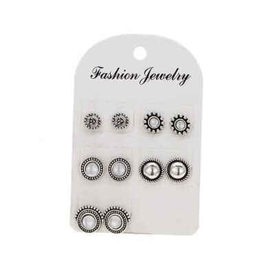 

5pcsFemaleGirlRoundStudEarringEarPinSetRhinestonesAlloyWomensJewelryAccessories