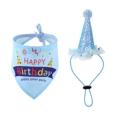 

Dog Birthday 2 Pcs Set Bandana With Party Hat Pet Birthday Set Scarf And Headwear