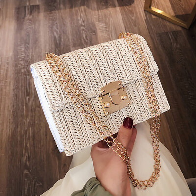 

Tailored Women Hand-held Wild Straw Bag Fashion Chain Shoulder Small Square Bag