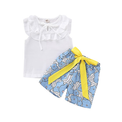 

Fashion Lovely Children Girl Clothes 2PCS Kids Baby Girls Outfits Sleeveless TopsShort Pants Clothes Set Spring Summer