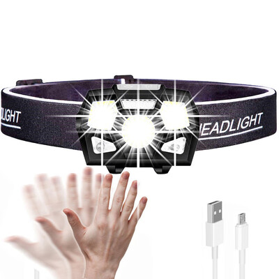 

USB Rechargeable Sensor Head Torch Light Waterproof LED Headlamp Headlight Gear