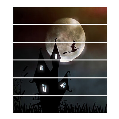 

6pcs Removable Stair Sticker Self-adhesive Halloween Gloomy House Witch Pumpkin Stair Sticker Waterproof Wall Sticker Festival
