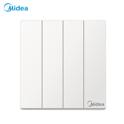 

Midea Midea switch socket power panel 86 type four open dual control 4 open four wall home concealed elegant white no border E05