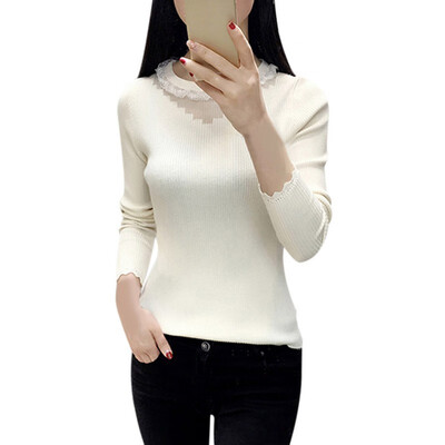 

Soft O-Neck Sweater Women 2019 Winter Autumn Lace Knitted Sweaters Christmas Sweater Women Pullover Sweater Pull Femme Jumper