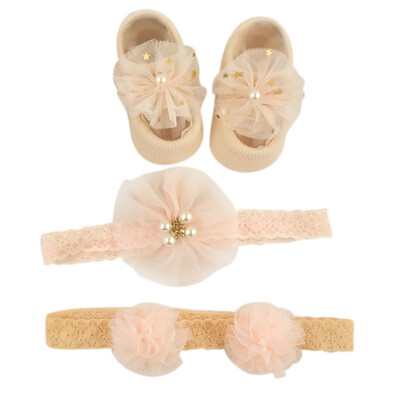 

3PCS Newborn Baby Socks Gift Boxed Bow Hairband Flowers Cute Baby Girl Socks Crown Christmas Birthday Gift Princess Socks