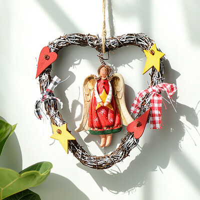 

Tailored Christmas Wreath Decoration Pendant Wooden Angel Old Snowman Ornament