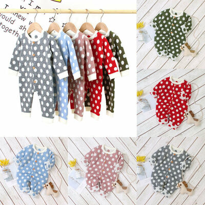 

Winter Baby Girl Boy Knitted Long Sleeve Romper Jumpsuit Warm Clothes Set