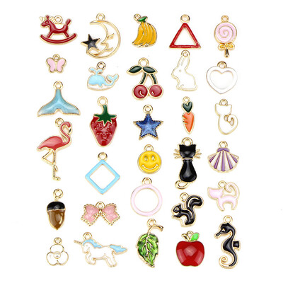 

30PCSSet Bulk Lots Enamel Mix Enamel Pendants Charms Beads Jewelry Making DIY