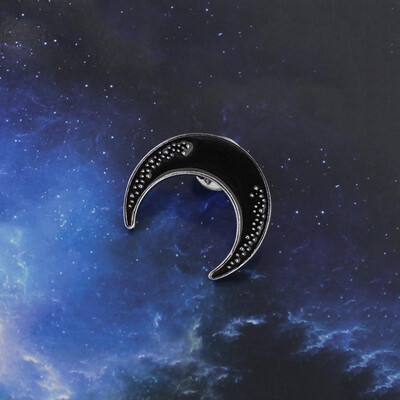 

Fashion Cartoon Crescent Hard Enamel Starry Sky Moon Brooches Collar Pins Unisex