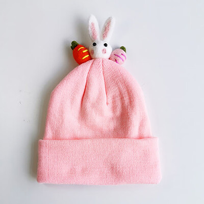 

Infantile Autumn Winter Baby Cute Hats Kids Wool Cartoon Knitted Hemming Caps Headwears 1-5Y