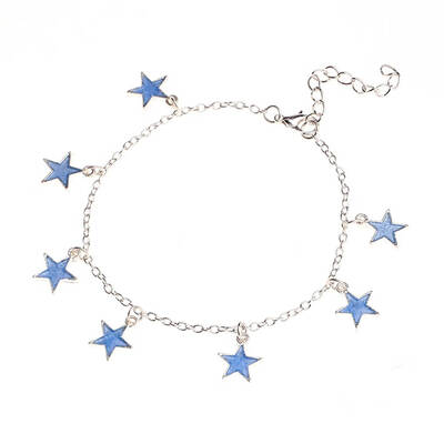 

Women Blue Luminous Pentagram Shape Pendant Ankelt Girls Five-point Star Style Foot Chain