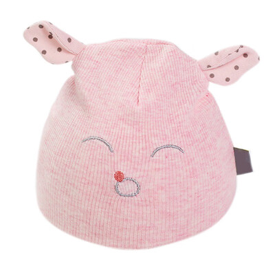 

Baby fetal cap spring new baby cartoon little dot rabbit ear hat infant girl cotton soft cap for 0-6M