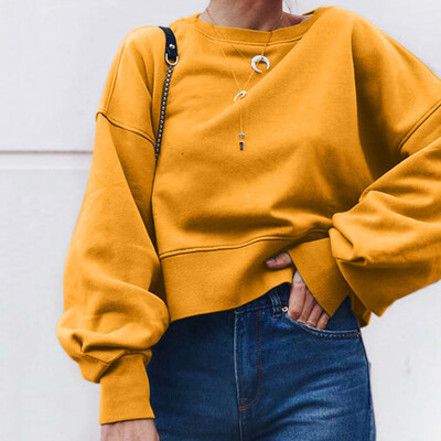 

Tailored Womens Fashion Long Sleeve O-Neck Solid Hoodie Sweatshirt Top Blouse