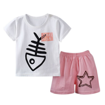 

Summer Children Girl Clothing Set Cartoon Short-Sleeved Shirts Shorts Baby Boy Girl Suits New Explosions