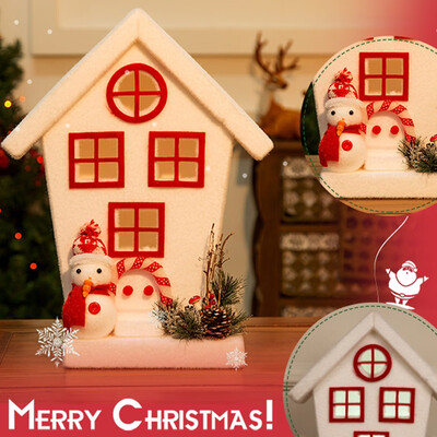 

Tailored Christmas Decorations House Lights Snow House Window Counters Desktop Props