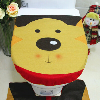 

Christmas Elk Toilet Sets Toilet Cover Pad Water Tank Cover Paper Towel Cover Toilet Seat Cushion Set Foot Mat