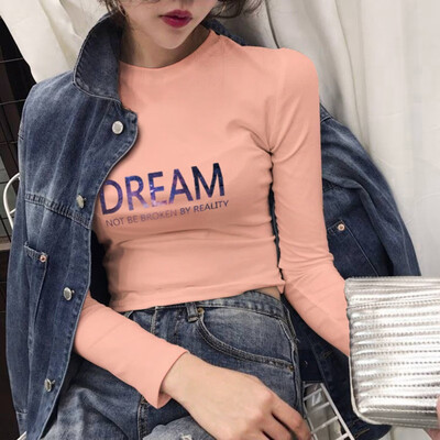 

Women O-Neck Long Sleeve Tee Shirt Casual Slim Female Tees Women T-Shirt