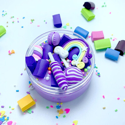 

〖Follure〗Rainbow Charms Clear Slime Beautiful Color Lollipop Slime Kids Relief Stress Toy