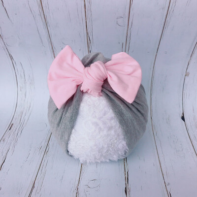 

Baby girls hat Cloth solid color stitching bow childrens Indian hat five color cotton for0-3M